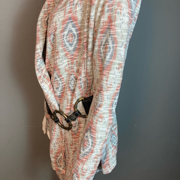 Lucky Brand cardigan women's medium southwestern print red blue grey lightweight - Picture 7 of 14